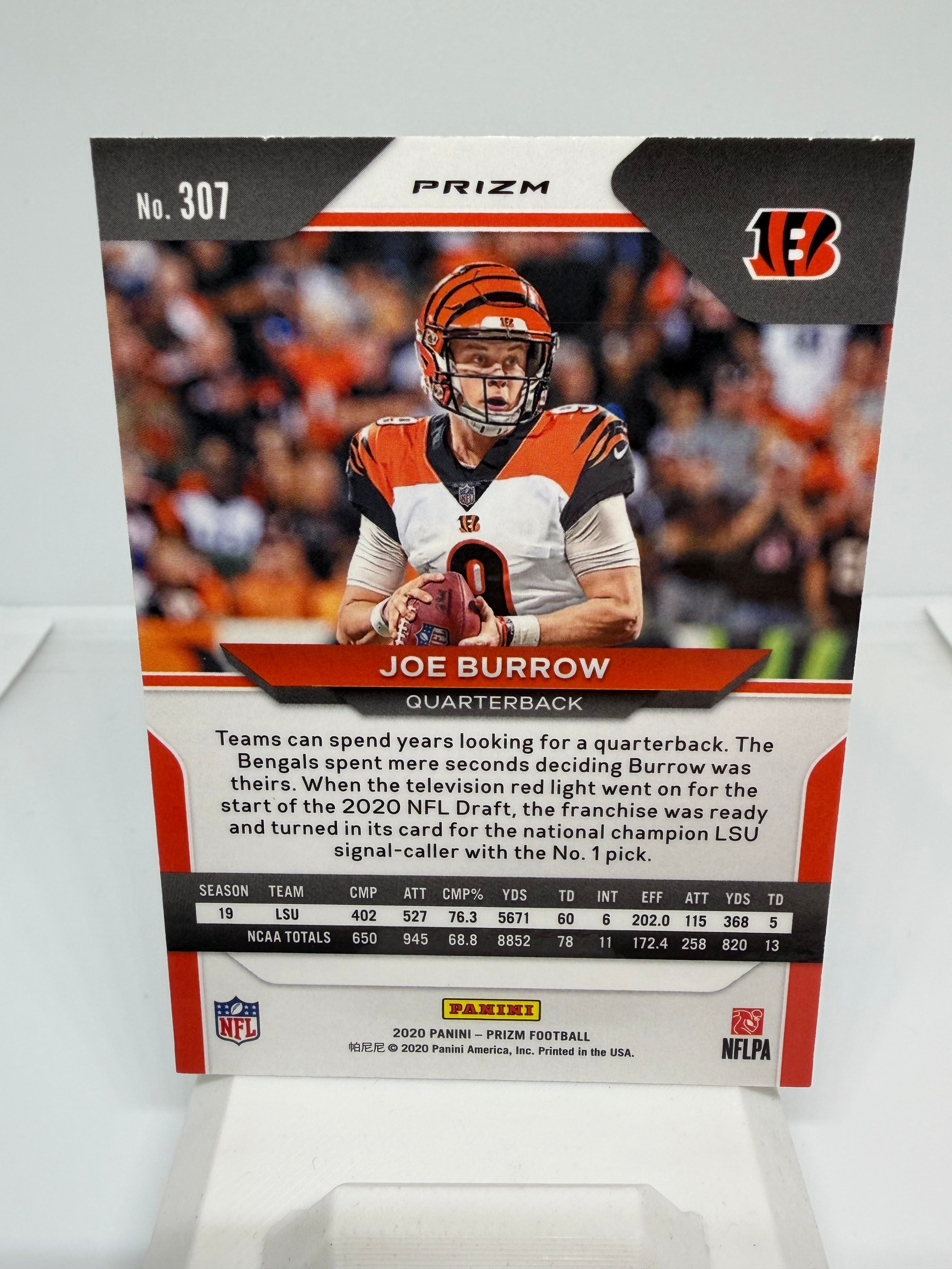 2020 Panini Prizm Joe Burrow #307 Orange Disco RC