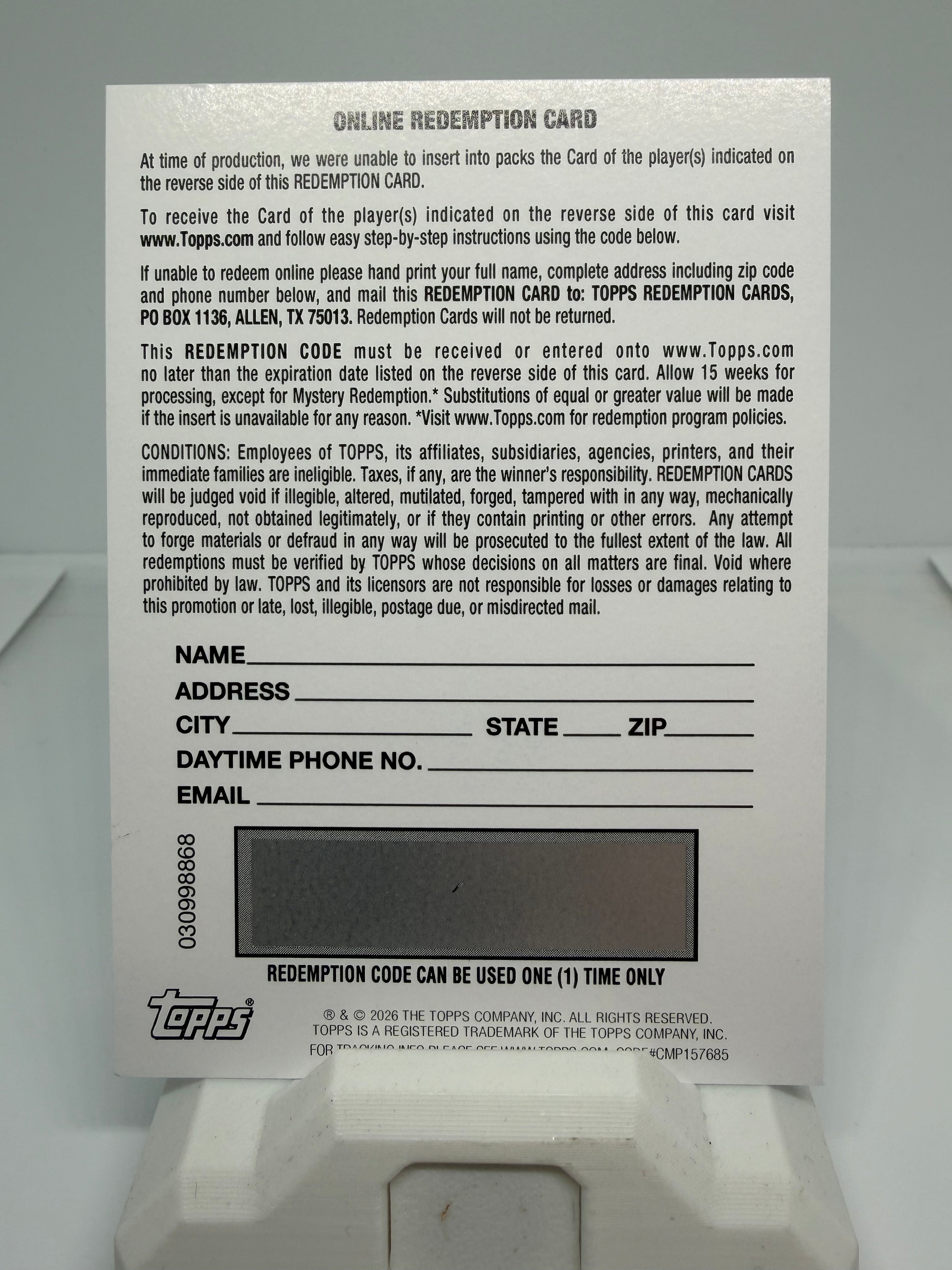 2026 Bowman Baseball Wehiwa Aloy #CPA-WA Refractor Auto REDEMPTION
