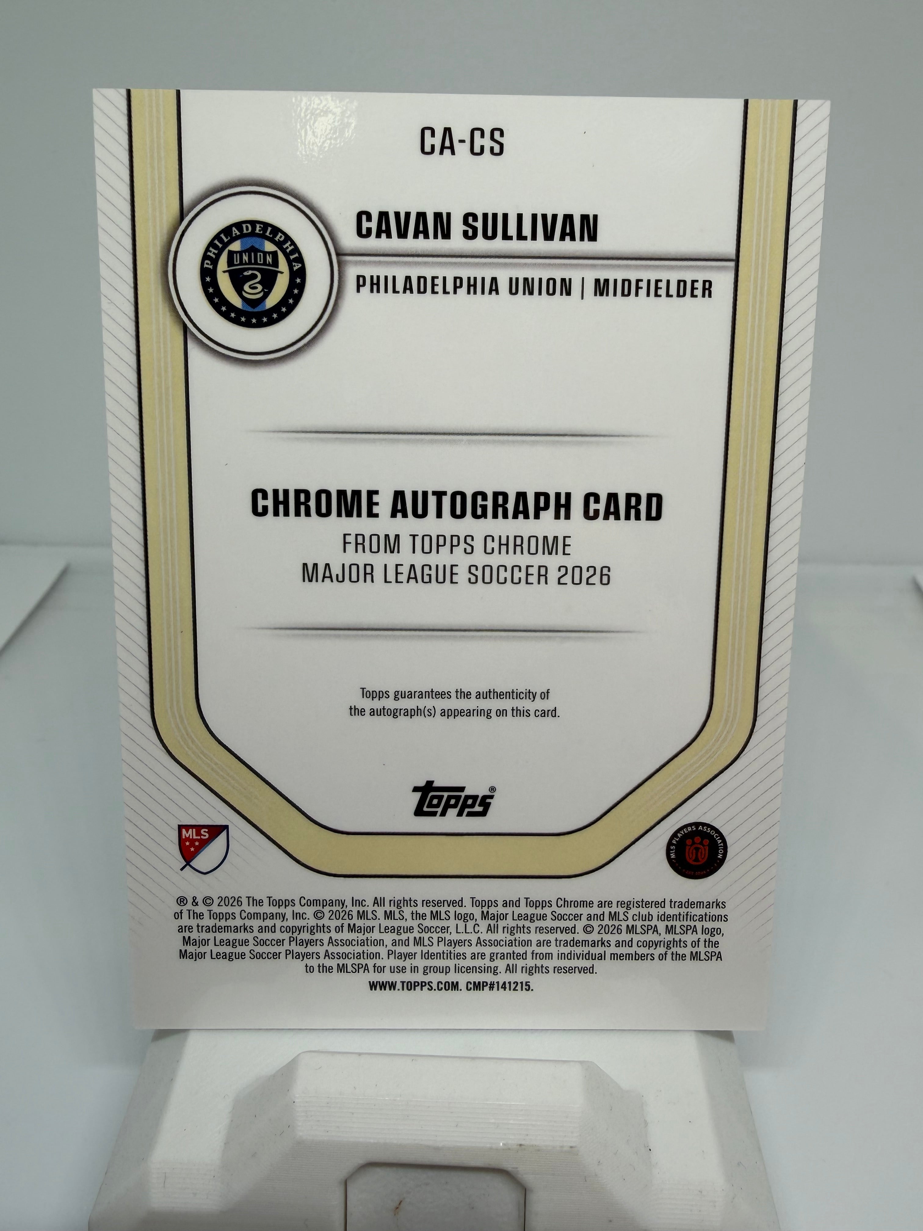 2026 Topps Chrome MLS Cavan Sullivan Auto #CA-CS Refractor Union