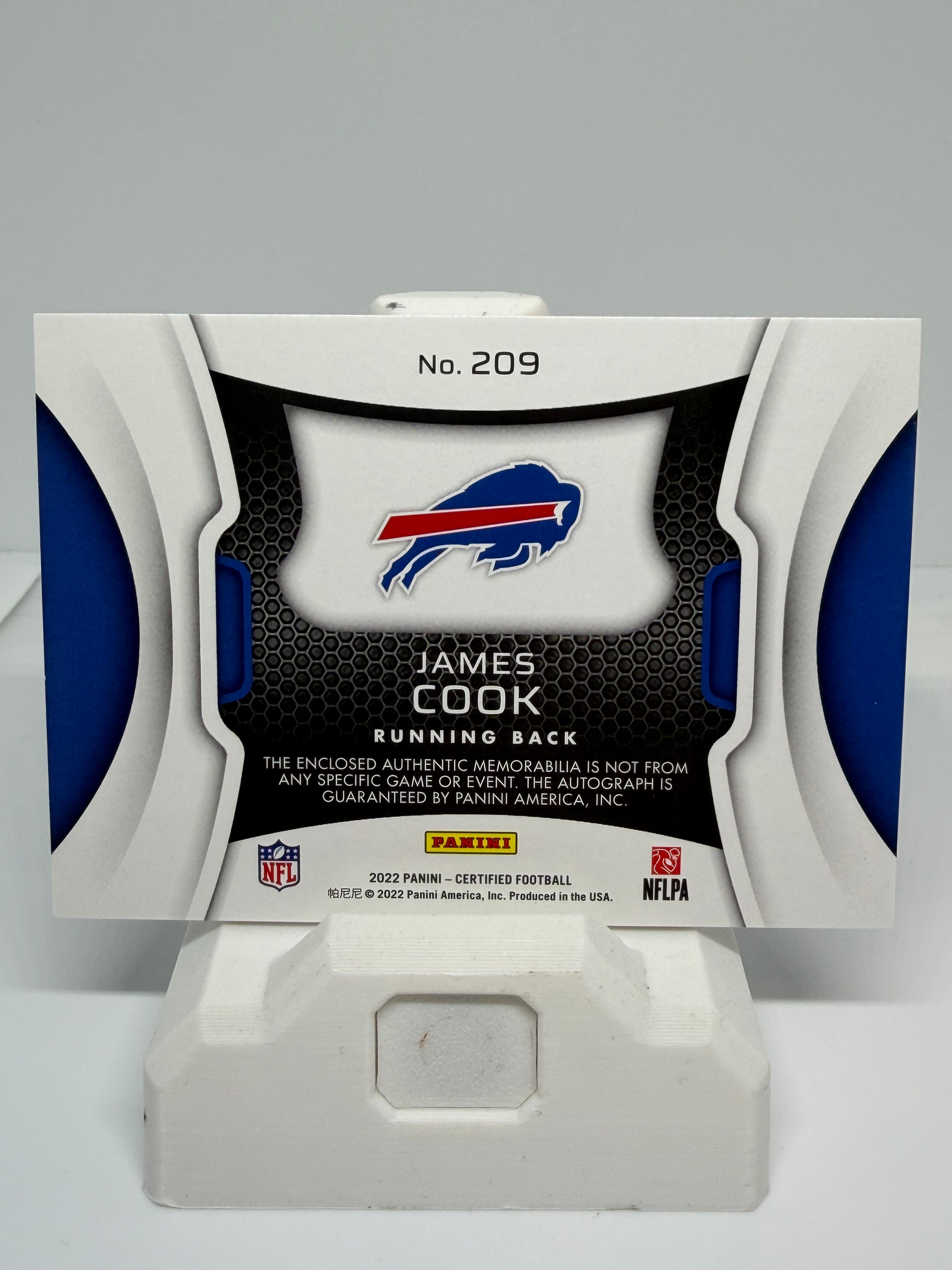 2022 Panini Certified James Cook #209 /149 Patch Auto RC Memorabilia
