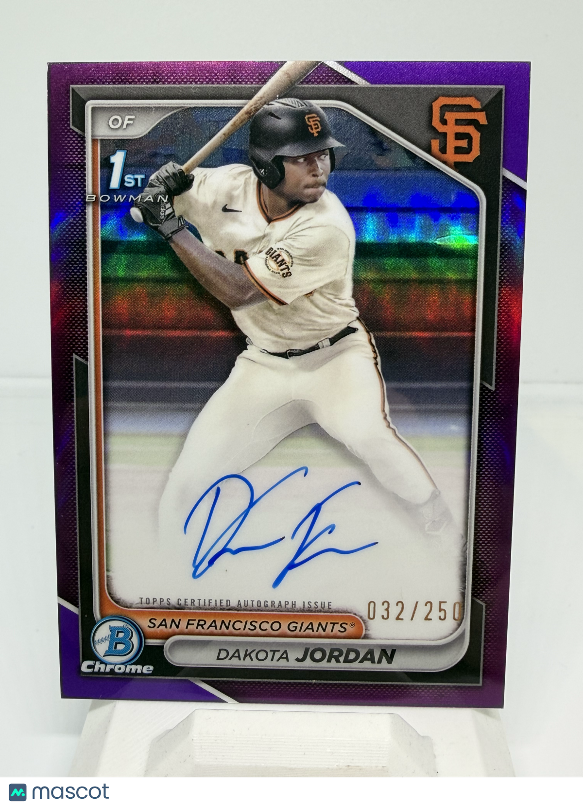 2024 Bowman Chrome Draft Dakota Jordan Auto #CPA-DJ Purple Refractor /250