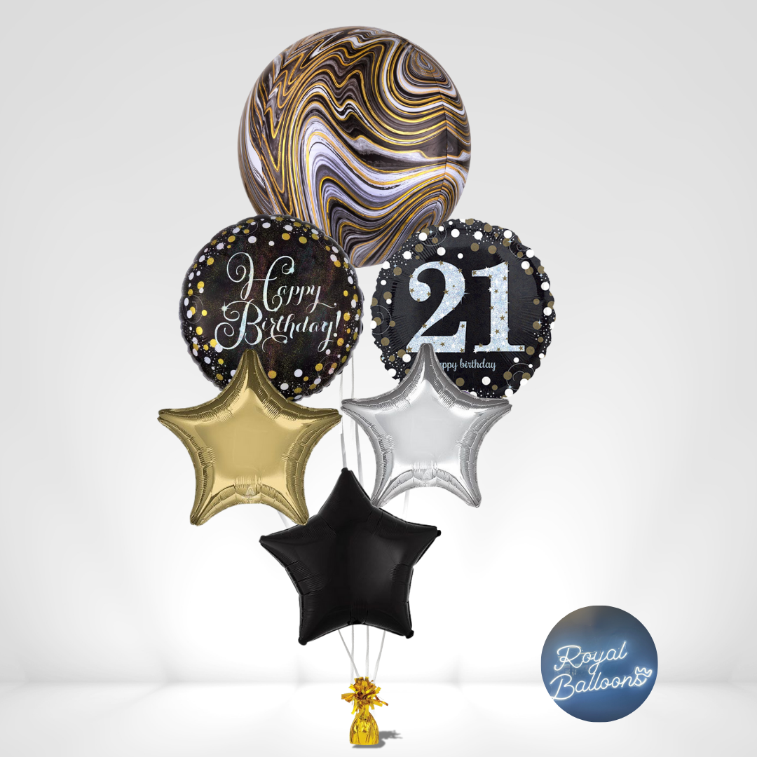 Black, Gold, and Silver Milestone Birthday