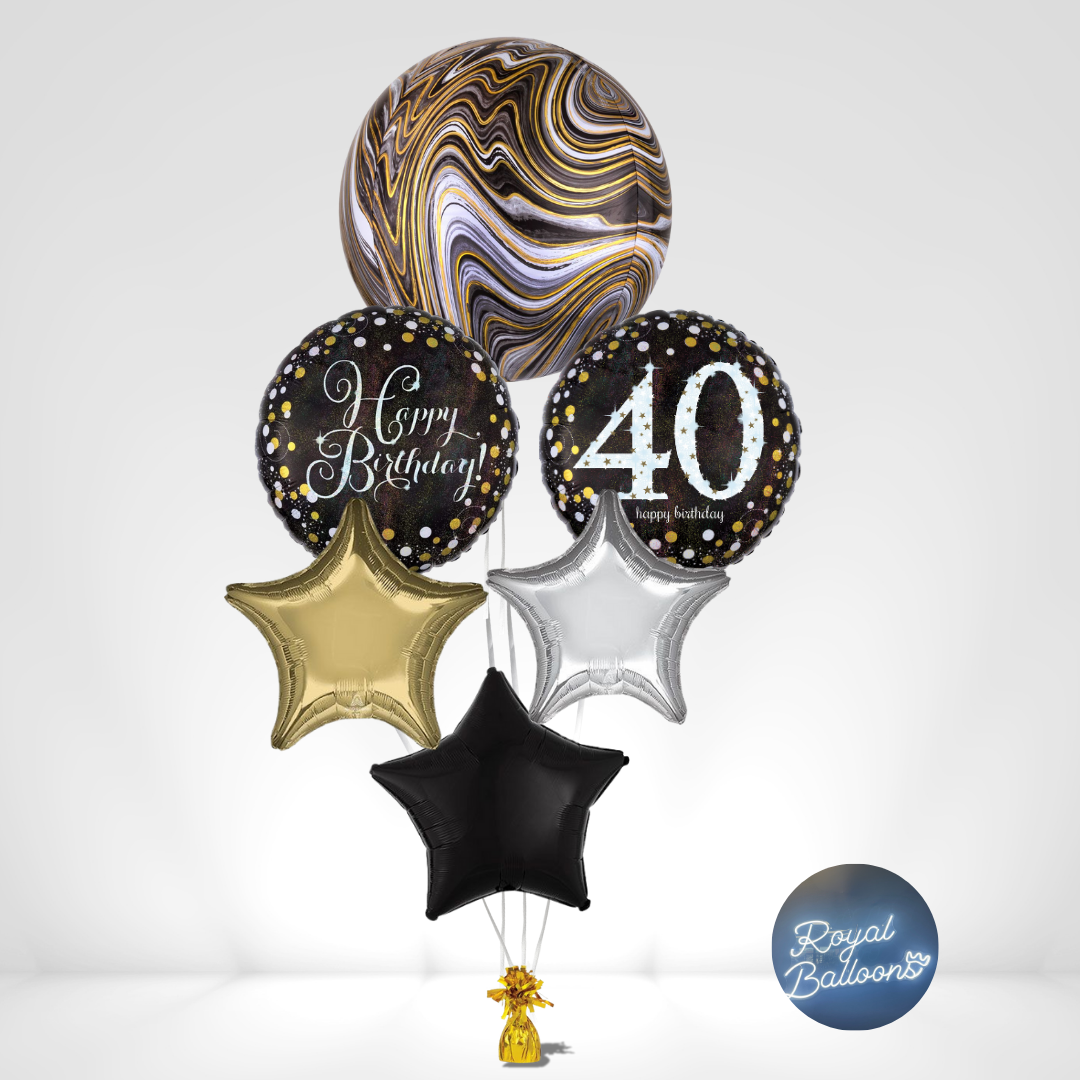 Black, Gold, and Silver Milestone Birthday