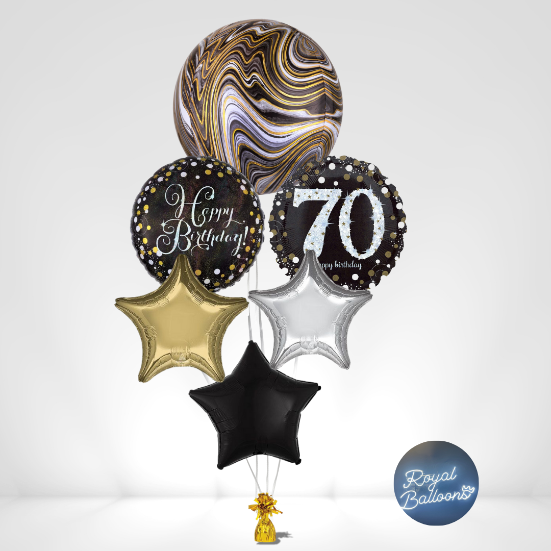 Black, Gold, and Silver Milestone Birthday