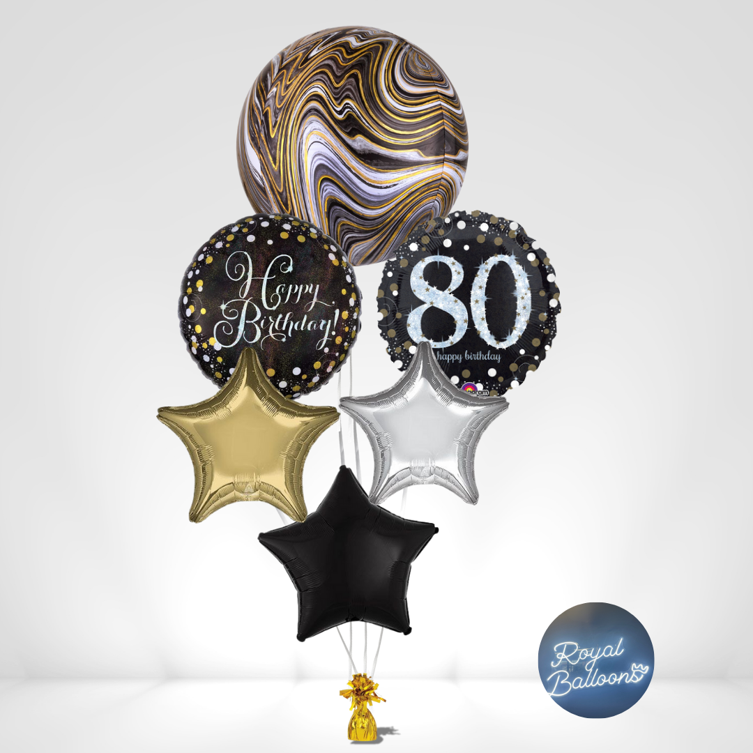 Black, Gold, and Silver Milestone Birthday