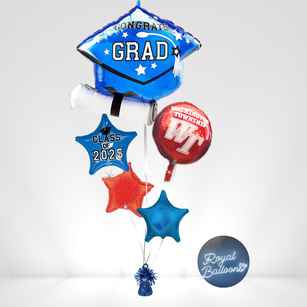 Washington Township Graduation Balloon Bouquet – Class of 2025 (Red)