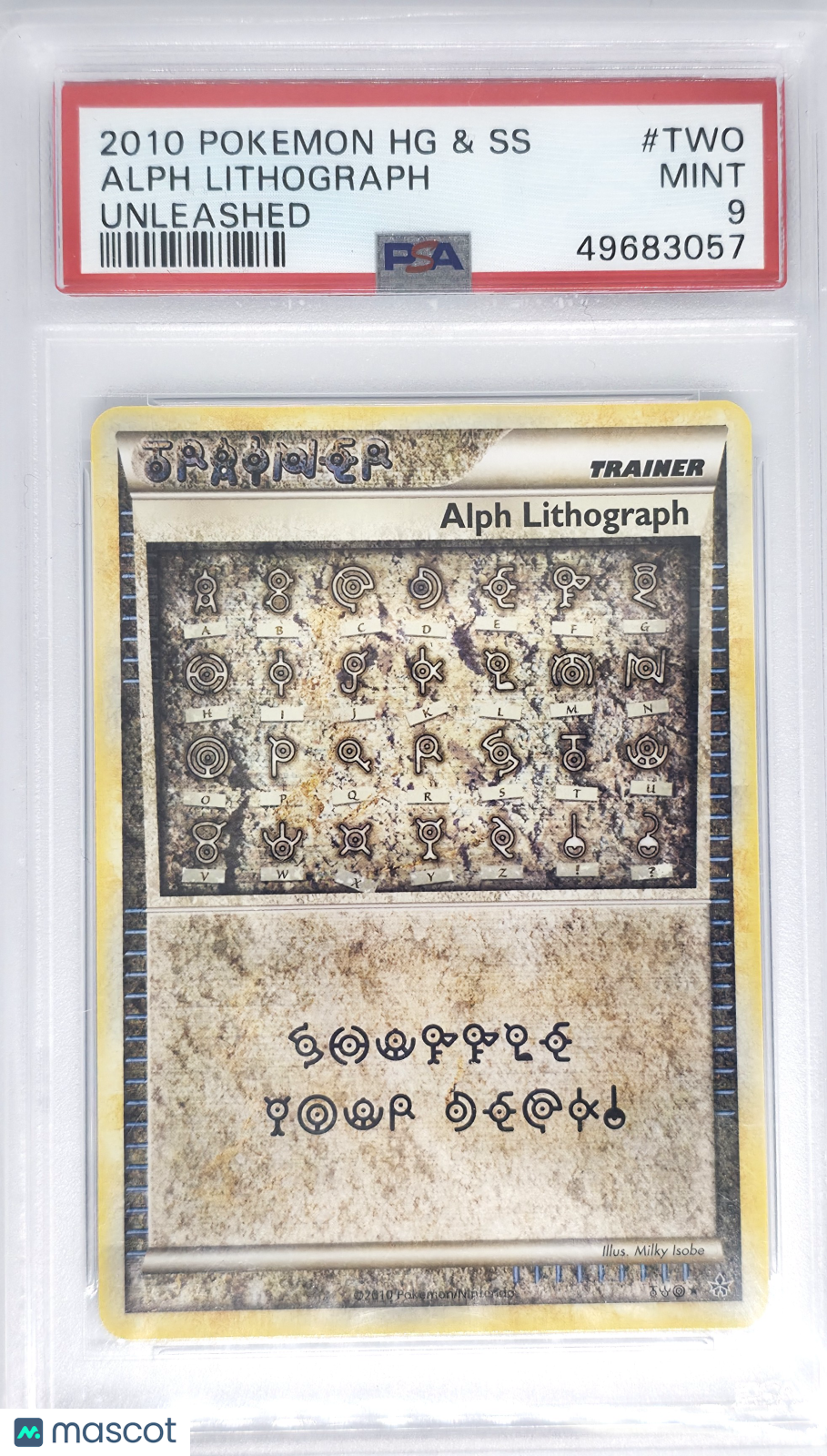[POP 69] ALPH LITHOGRAPH #TWO HGSS UNLEASHED 2010 POKEMON PSA 9