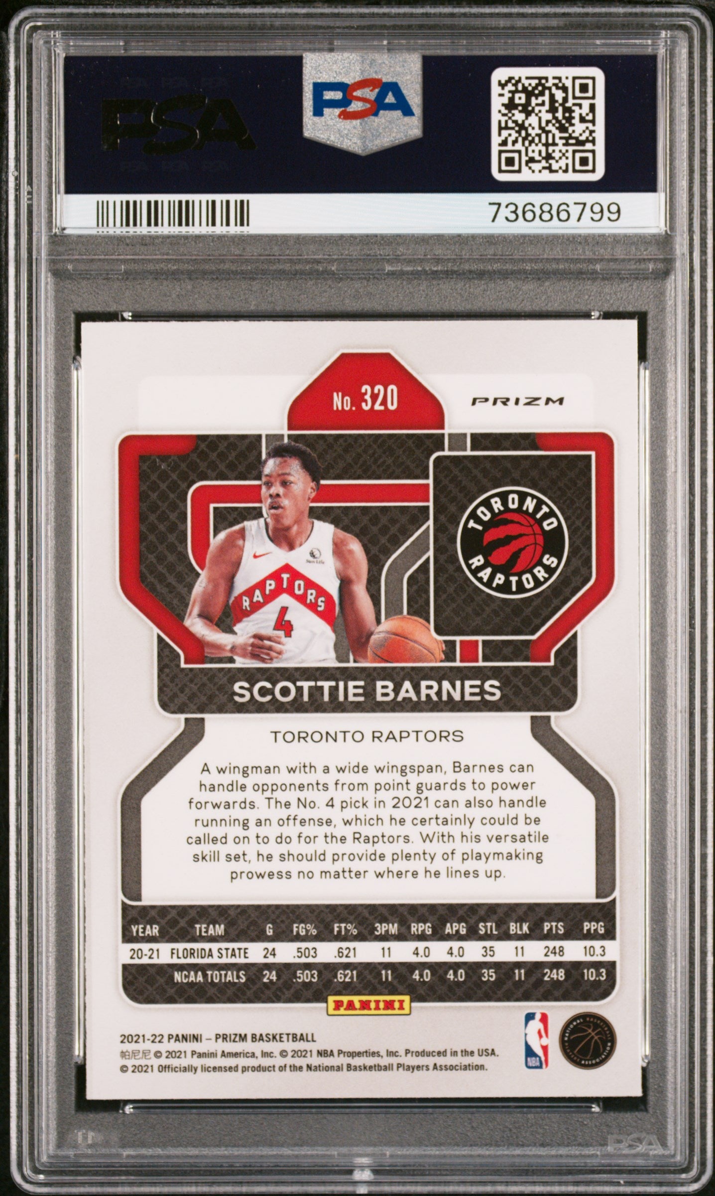 2021 Panini Prizm Scottie Barnes #320 Ice PSA 10