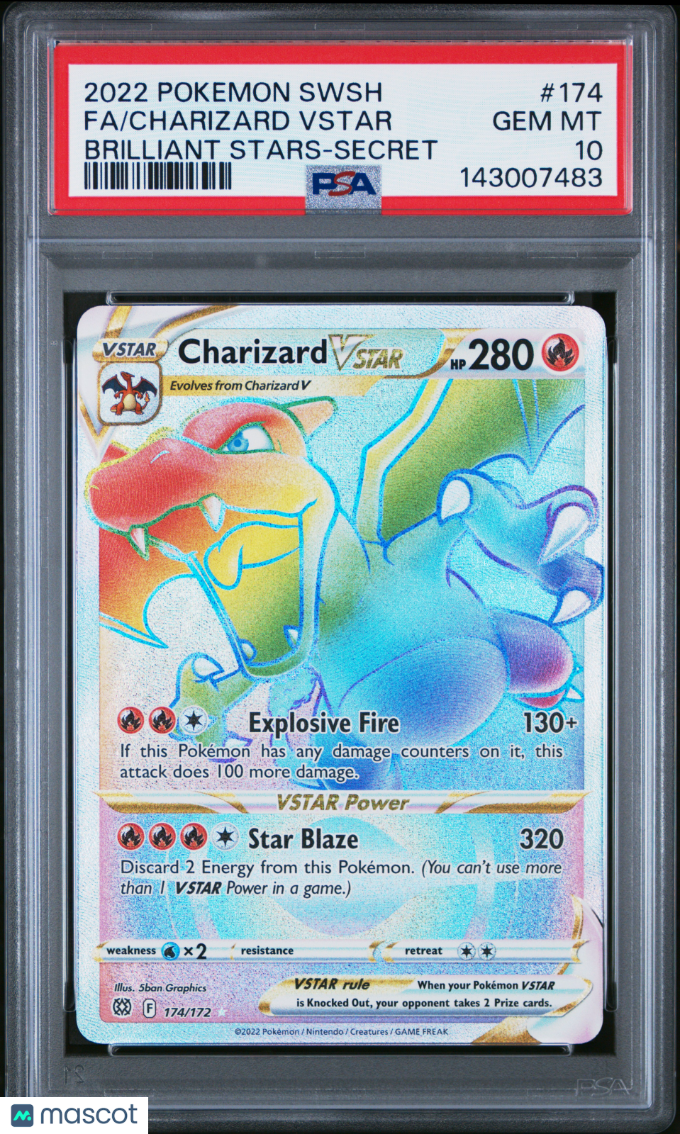 2022 POKEMON SWORD & SHIELD BRILLIANT STARS CHARIZARD VSTAR PSA 10 #174