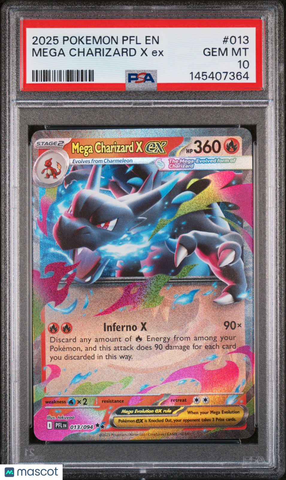 2025 POKEMON PFL EN-PHANTASMAL FLAMES MEGA CHARIZARD X EX PSA 10 #013